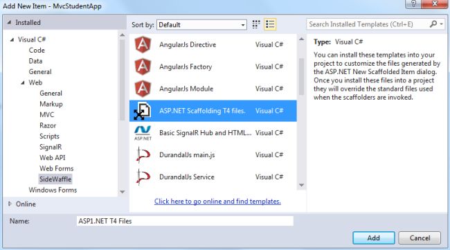 Adding ASP.NET Scaffolding T4 Files